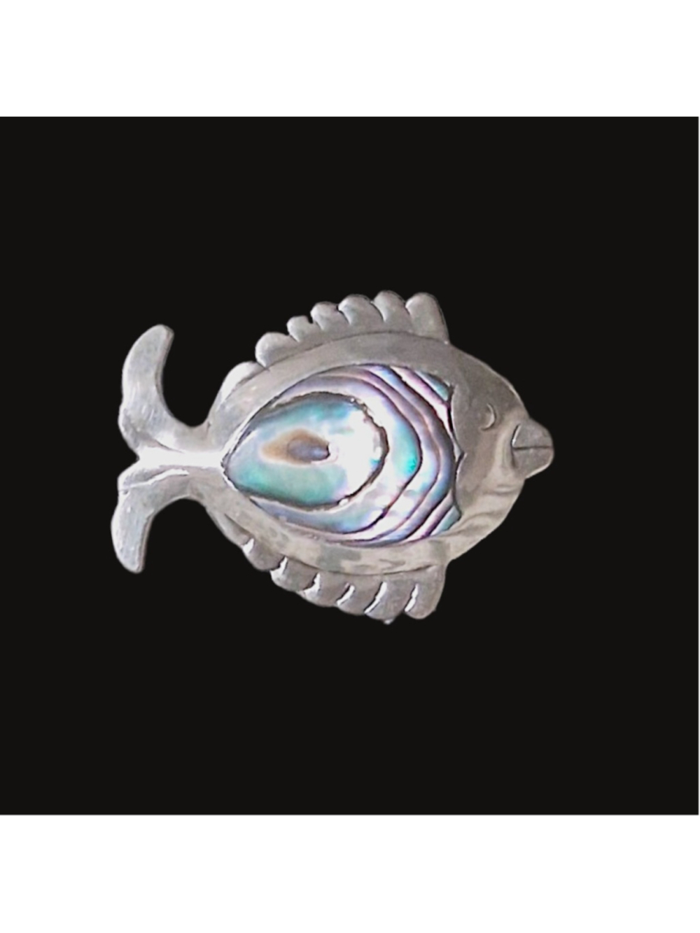 Vintage Sterling Silver 925 Fish Brooch Pin Abalone Shell Inlay